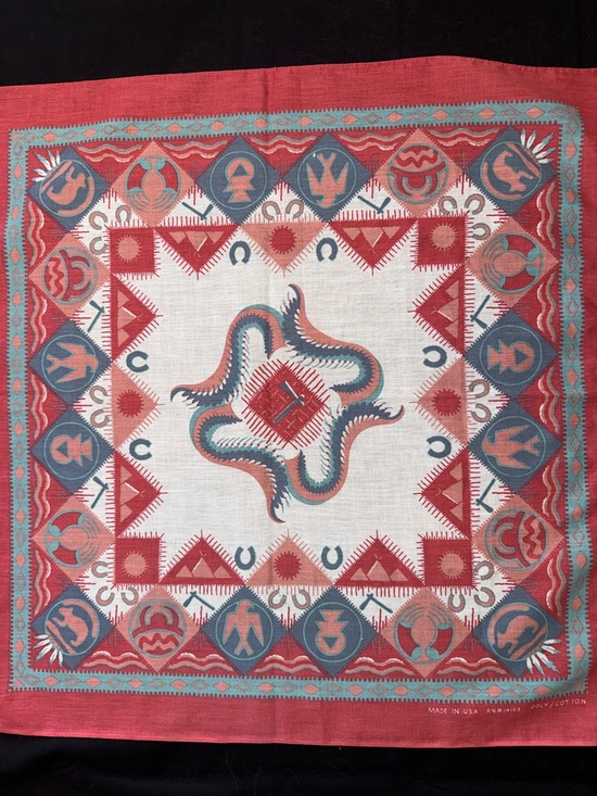 Vintage Accessories - Southwest Aztec Animal Totem Bandana Scarf